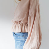 Bella Frill Blouse | Chai Muslin (last one)