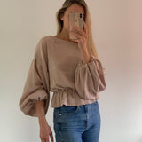 Bella Frill Blouse | Chai Muslin (last one)