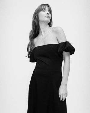 LEON DRESS | BLACK SATEEN