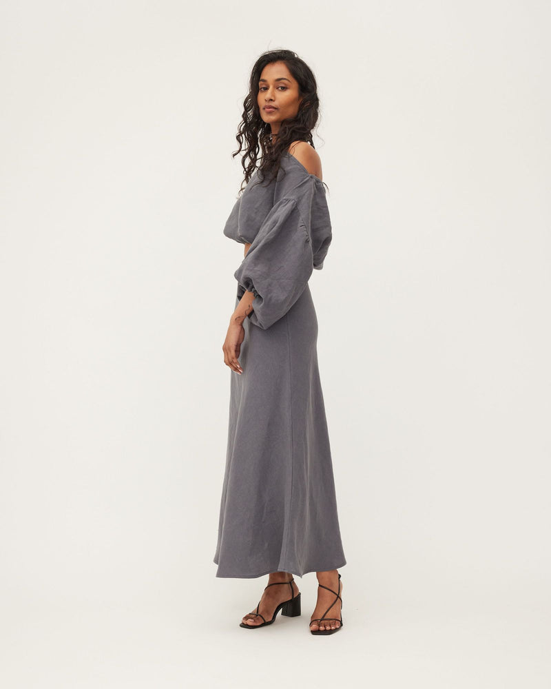 WRAY SKIRT | STEEL WASHED LINEN