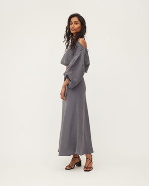 WRAY SKIRT | STEEL WASHED LINEN