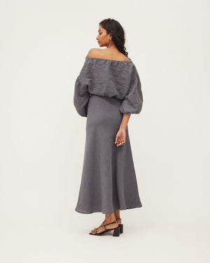 WRAY SKIRT | STEEL WASHED LINEN