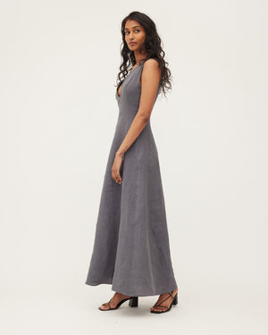 NEXT LIFETIME DRESS | STEEL WASHED LINEN