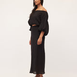 Bias Skirt | Black Linen