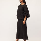 Bias Skirt | Black Linen