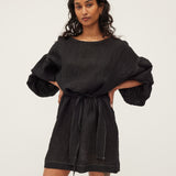 Bella Dress | Black Linen