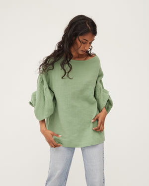 BELLA BLOUSE | WASABI MUSLIN