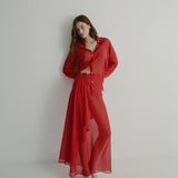 Selma Skirt | Red Silk Georgette (pre-order)