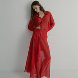 Selma Skirt | Red Silk Georgette (pre-order)