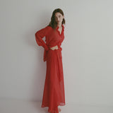 Selma Skirt | Red Silk Georgette (pre-order)