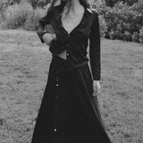 Zelda Skirt | Black Cotton Sateen
