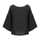 Bella Blouse | Black Contrast Linen