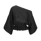 Anna Frill Blouse | Black Contrast Linen