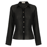 Ivy Shirt | Black Sheer Crinkle