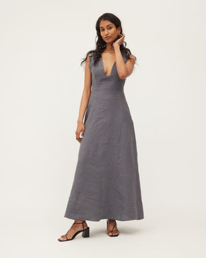 NEXT LIFETIME DRESS | STEEL WASHED LINEN