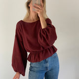 Bella Frill Blouse | Merlot Muslin (PO)