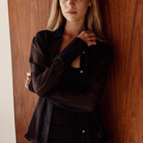 Maeve Shirt | Black Silk Chiffon