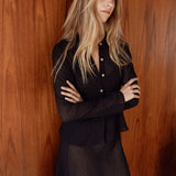 Ivy Shirt | Black Sheer Crinkle