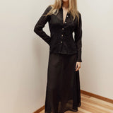 Ivy Shirt | Black Sheer Crinkle