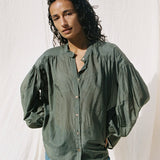 Mira Blouse | Khaki Silk Cotton