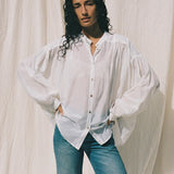 Mira Blouse | White Silk Cotton