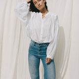 Mira Blouse | White Silk Cotton