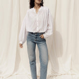 Mira Blouse | White Silk Cotton
