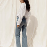 Mira Blouse | White Silk Cotton