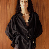 Mira Blouse | Black Silk Cotton