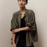 Mira Blouse | Khaki Silk Cotton