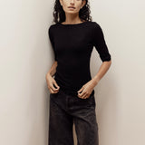 Uma Tee | Black Merino
