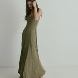 Jean Dress to the Floor | Khaki