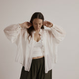 Mira Blouse | White Silk Cotton