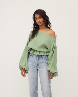 ANNA FRILL BLOUSE | WASABI MUSLIN