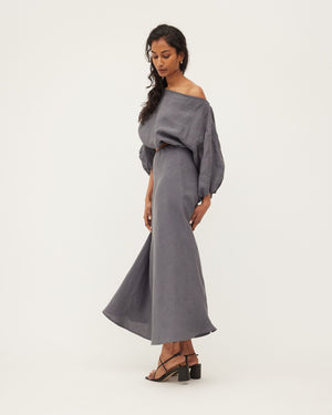 WRAY SKIRT | STEEL WASHED LINEN