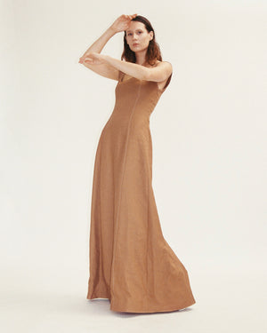 Naia Dress - Cognac Contrast Stitch