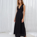 NEXT LIFETIME DRESS | BLACK WASHED LINEN