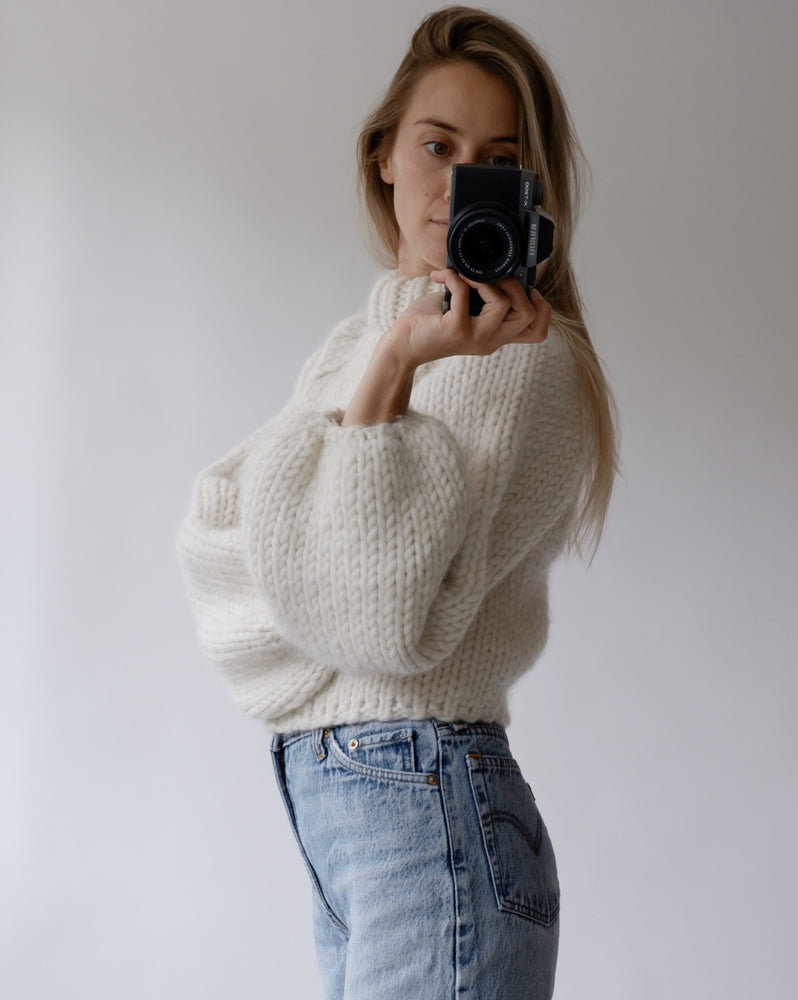 
            
                Load image into Gallery viewer, Hand Knit | Crop Jumper - Cream
            
        