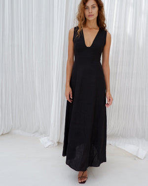 
            
                Load image into Gallery viewer, NEXT LIFETIME DRESS | BLACK WASHED LINEN
            
        