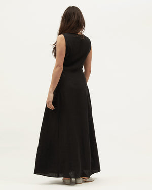 NEXT LIFETIME DRESS | BLACK WASHED LINEN