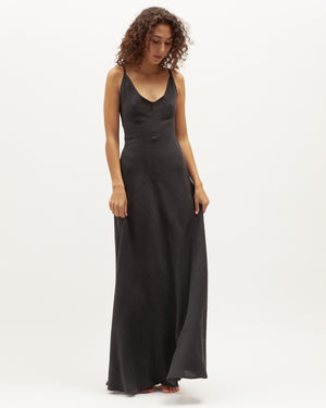 Sloane Dress / Black Washed Linen