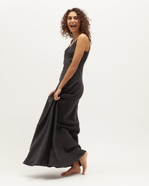 Sloane Dress / Black Washed Linen