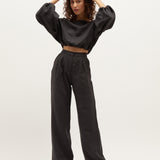 LOUIE CROP | BLACK WASHED LINEN