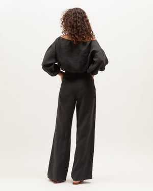 Zoe Pant - Black Washed Linen