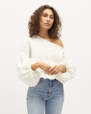 
            
                Load image into Gallery viewer, ANNA FRILL BLOUSE | IVORY LINEN
            
        
