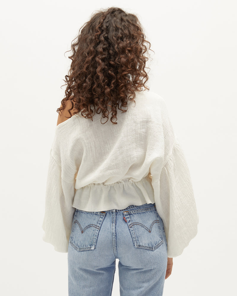
            
                Load image into Gallery viewer, ANNA FRILL BLOUSE | IVORY LINEN
            
        