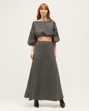 WRAY SKIRT | BLACK SAND COTTON