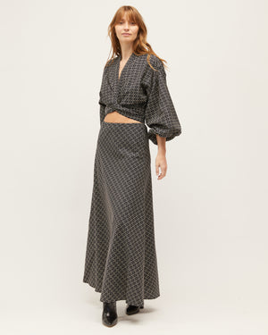 WRAY SKIRT | BLACK SAND COTTON