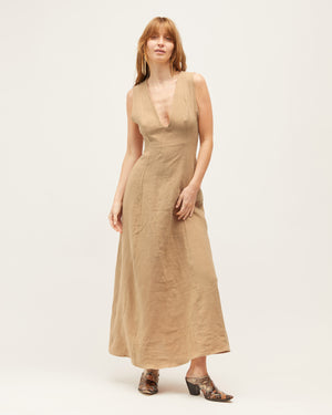 
            
                Load image into Gallery viewer, NEXT LIFETIME DRESS | CAMEL LINEN
            
        