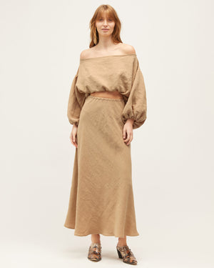 WRAY SKIRT | CAMEL WASHED LINEN